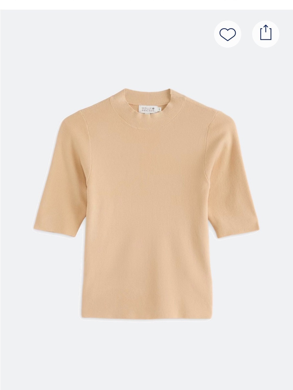 Molly Bracken Short Sleeve Crewneck Top - Beige